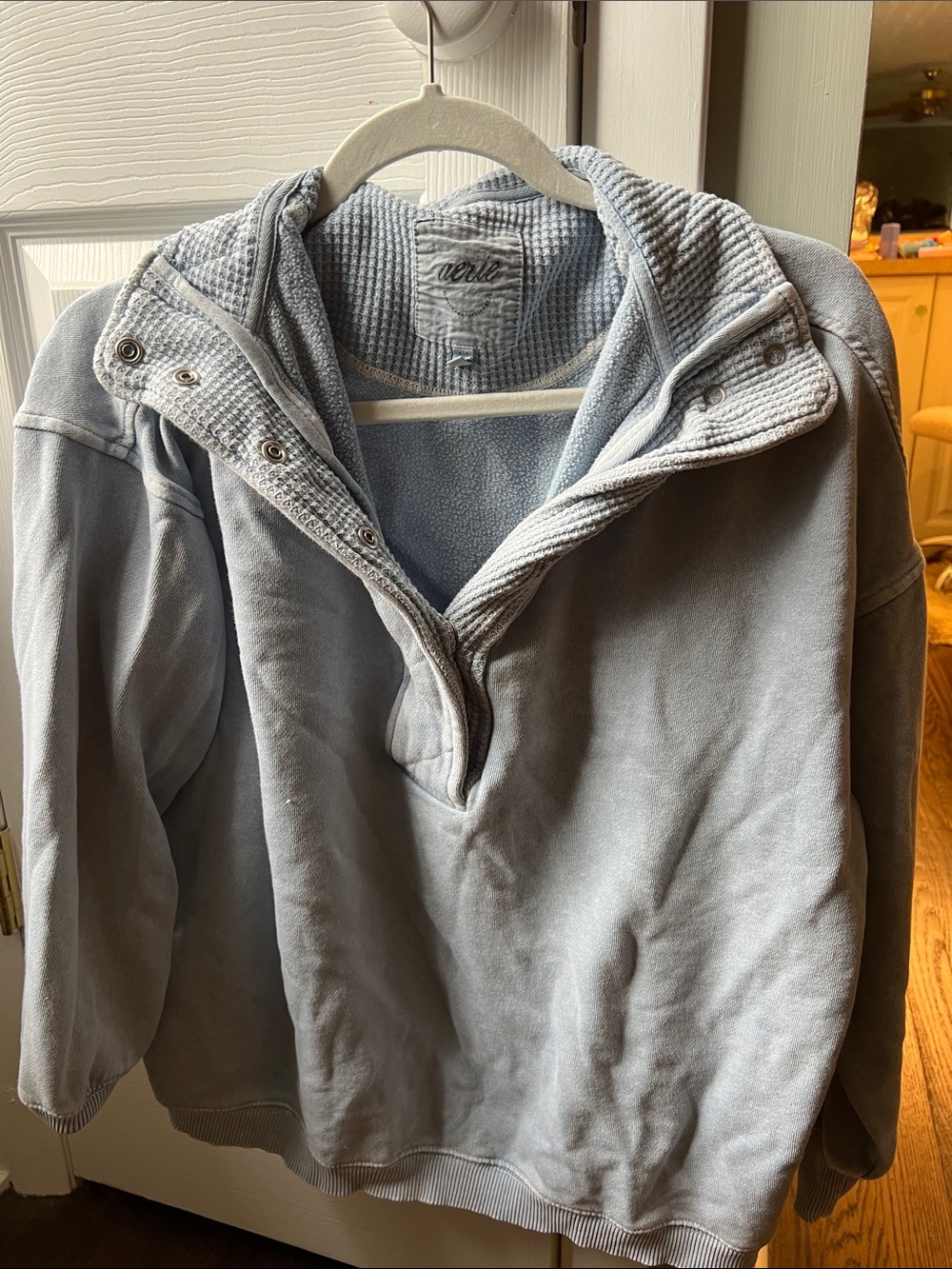 aerie Light Gray Teddy Pullover Jacket